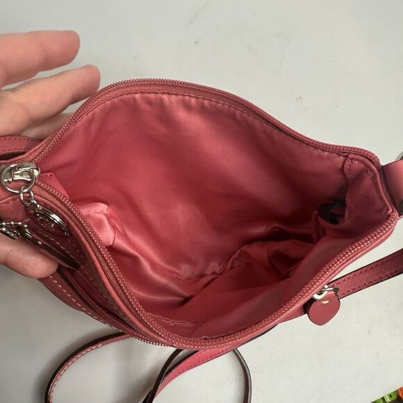 Coach Ashley Ginger Beet Leather Swing pack Silver Hardware Bag Purse - Picture 9 of 16